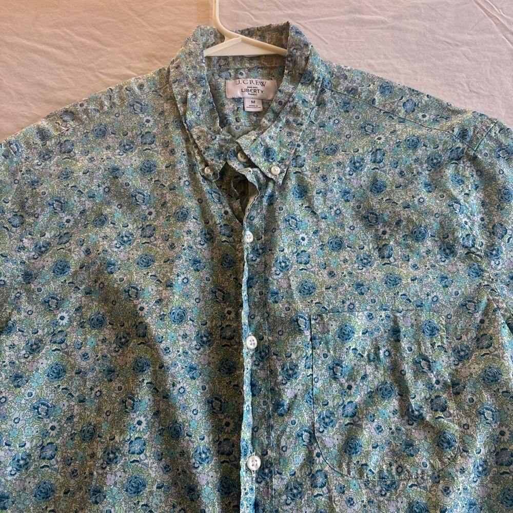 J. Crew Liberty Floral Button Down Shirt - Blue and Green